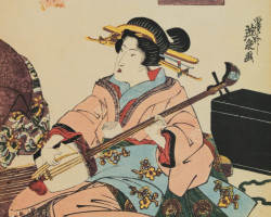 Woman with a musical instrument Woman linked to musical instruments.